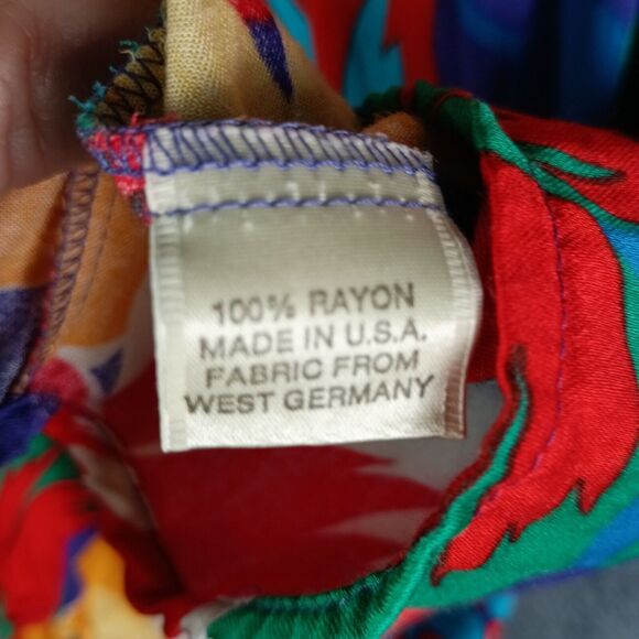 Jimmy Garcia Floral Blouse Women Large Red Swing Flowy - Picture 9 of 10